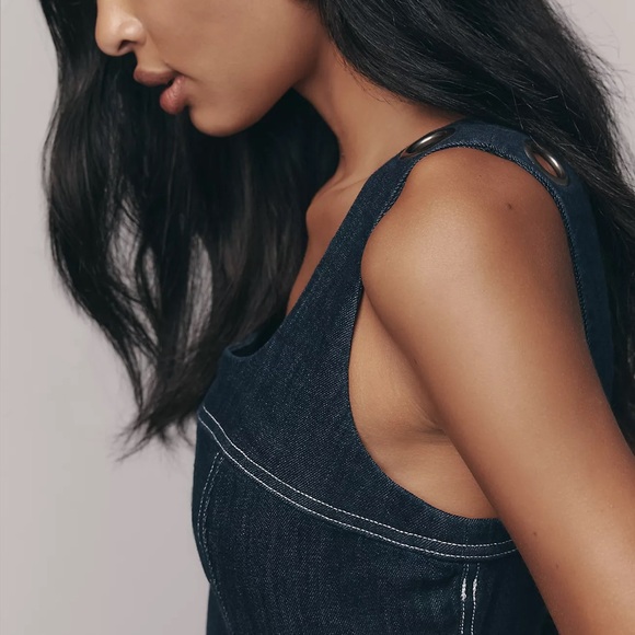 Anthropologie Pilcro Square-Neck Denim A-Line Midi Dress - Picture 2 of 4